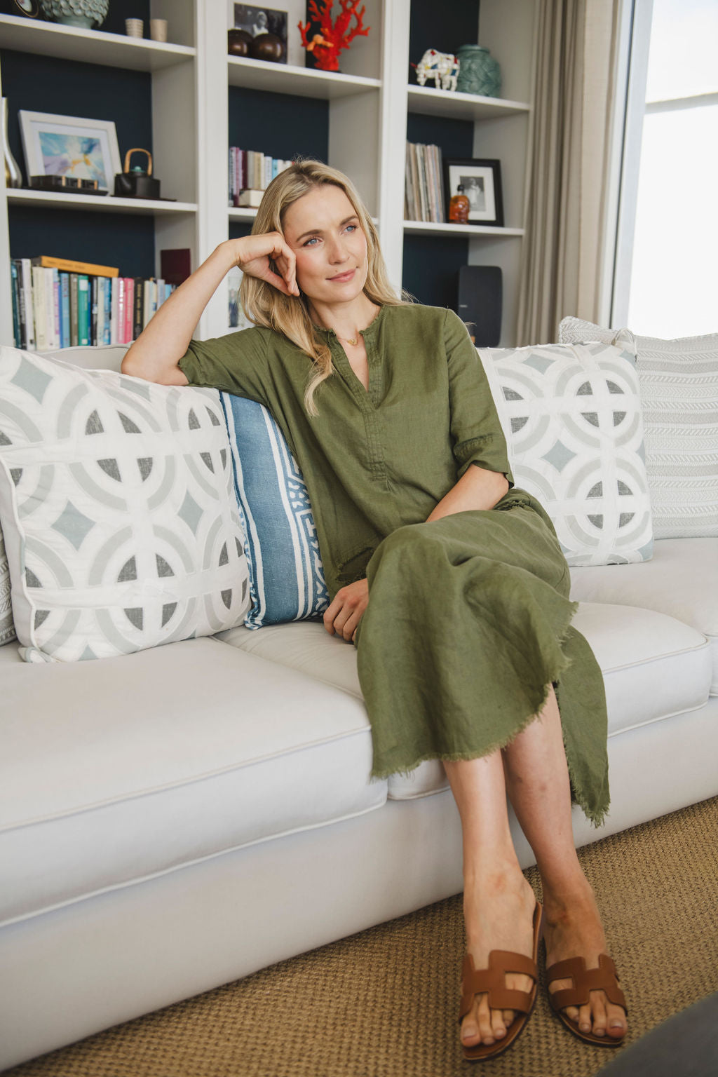 Pippa Linen Dress Green