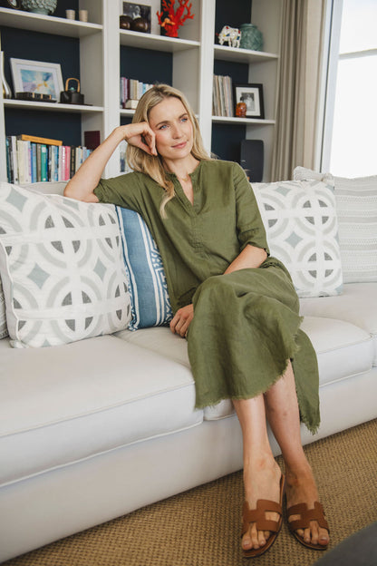 Pippa Linen Dress Green