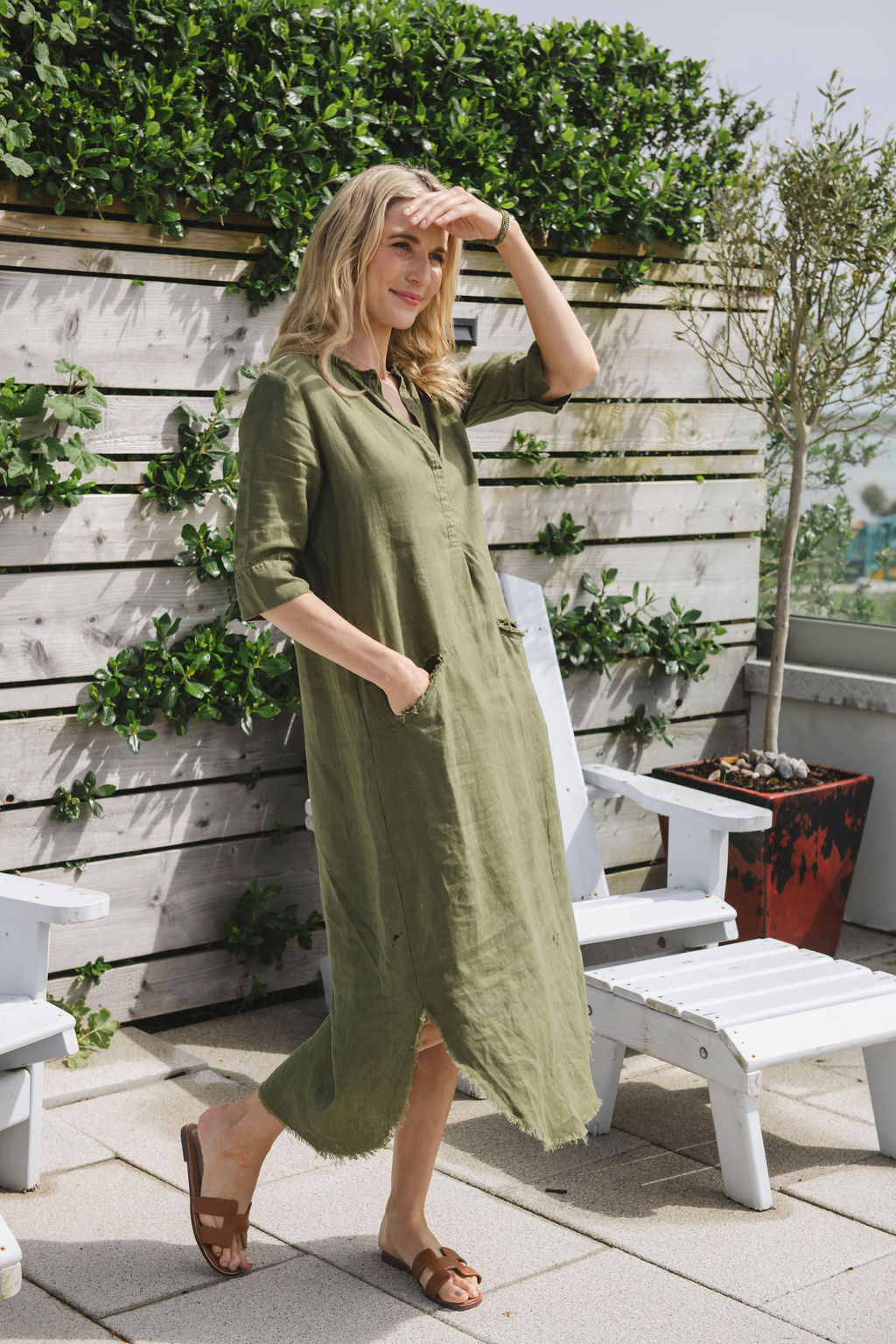 Pippa Linen Dress Green