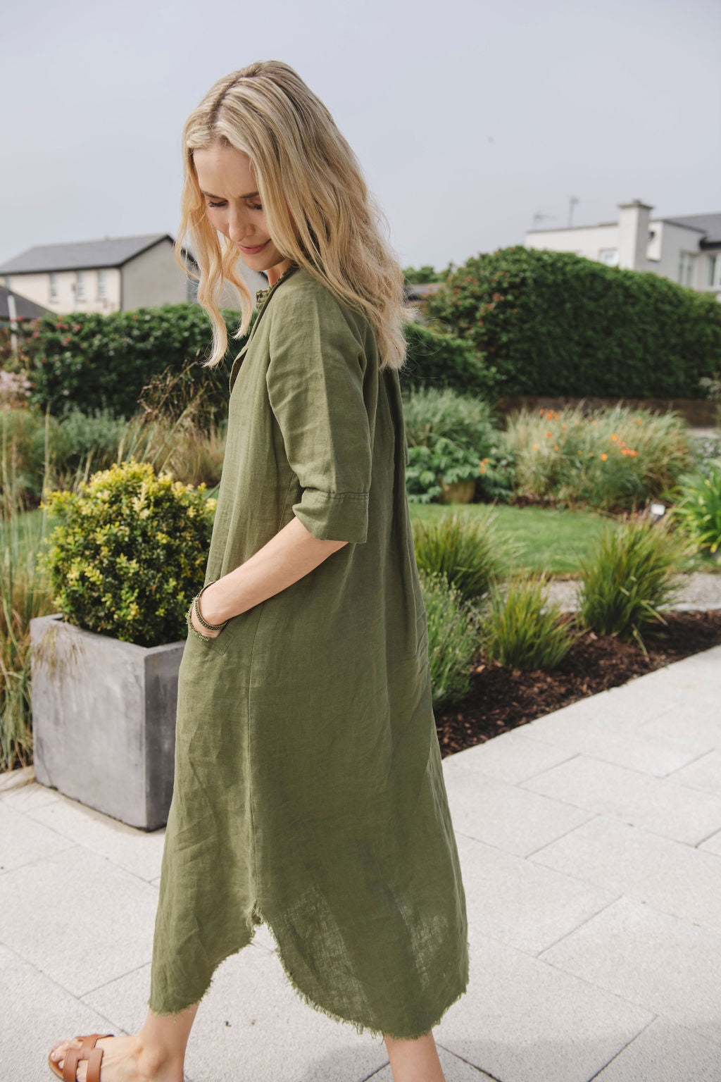 Pippa Linen Dress Green