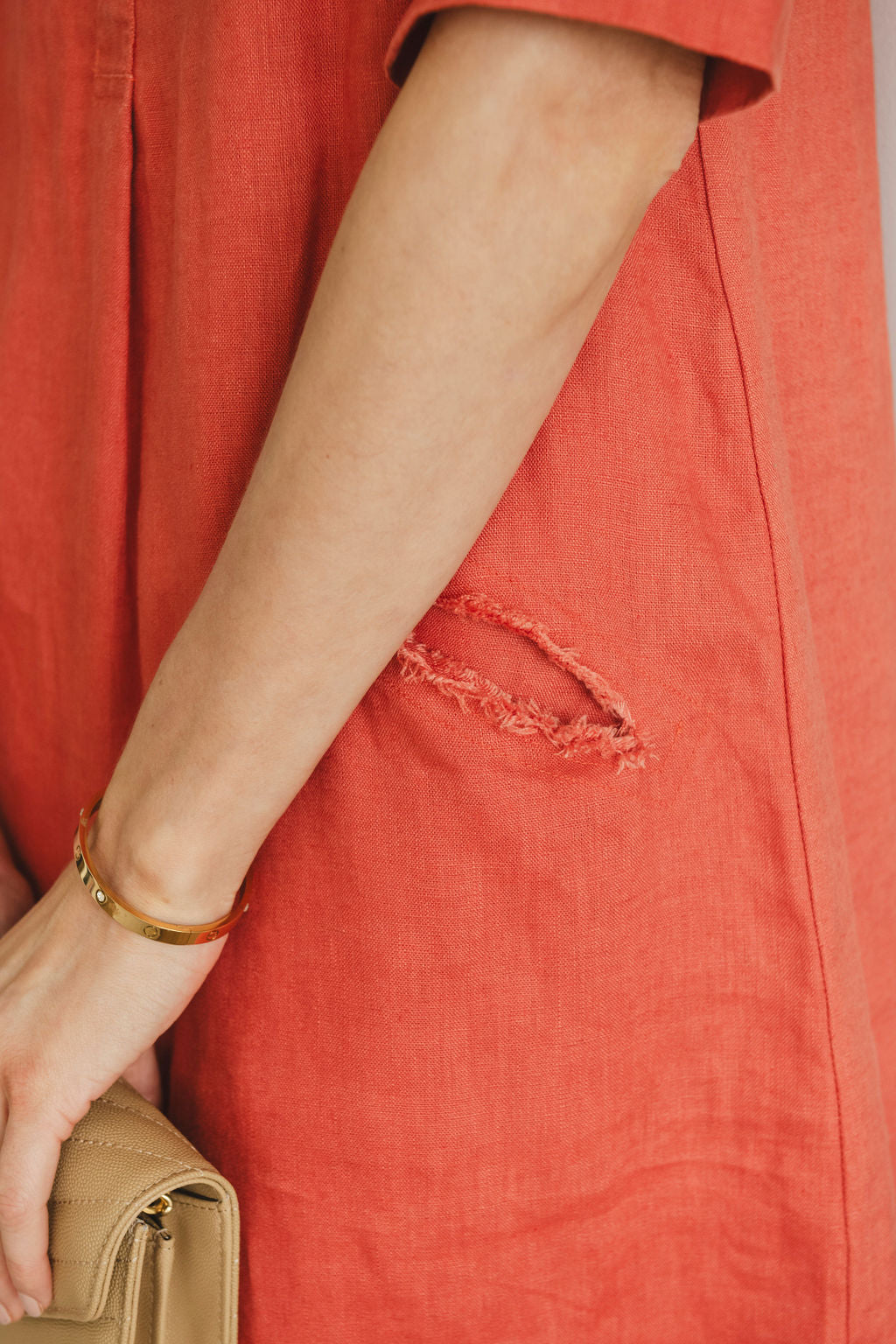 Pippa Linen Dress Coral