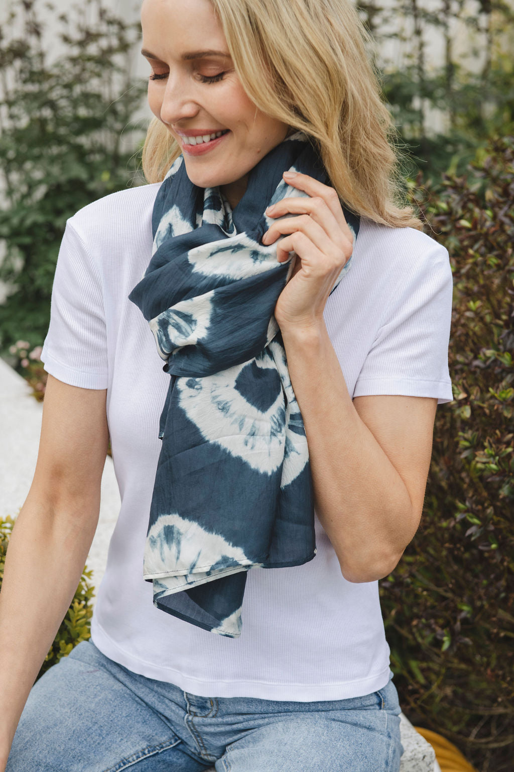 Anya Silk Scarf/Sarong Navy