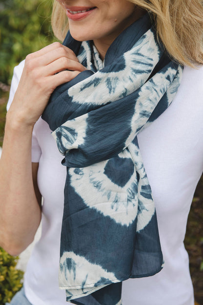 Anya Silk Scarf/Sarong Navy