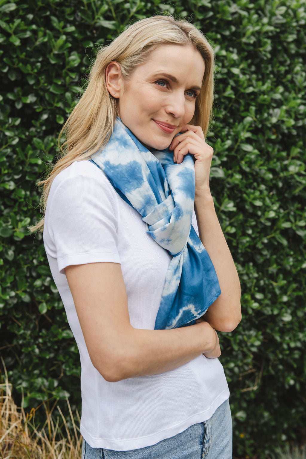 Anya Silk Scarf/Sarong Blue