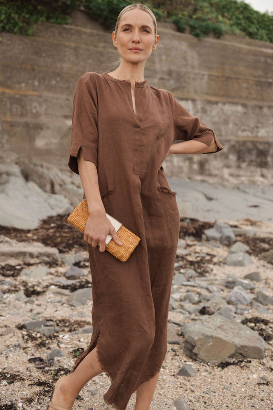 Pippa Linen Dress Brown