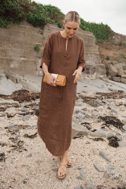 Pippa Linen Dress Brown